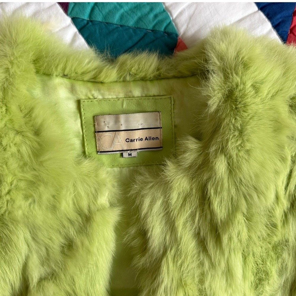Chartreuse‎ Green Rabbit Fur Vest - Picture 6 of 14